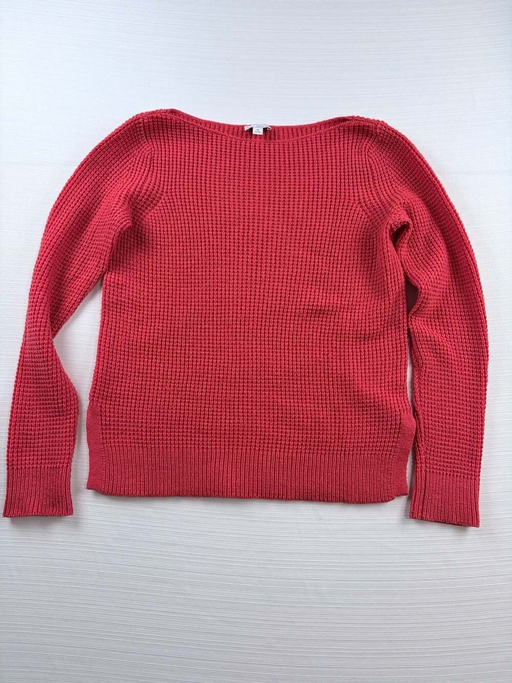 Gap Designed & Crafted Red Waffle Knit Boat Neck Pullover Sweater XS